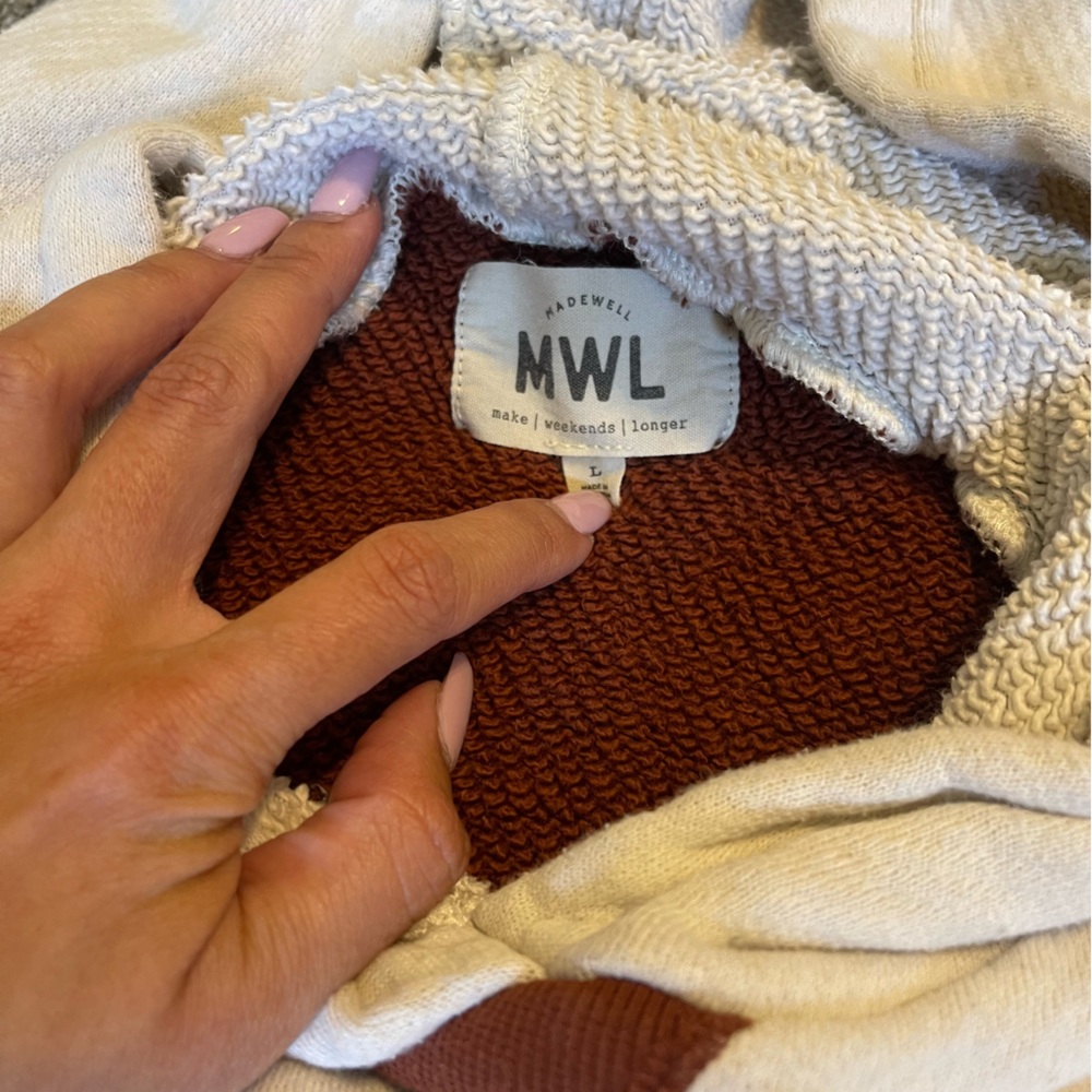 MADEWELL MWL Airyterry Hoodie Sweatshirt and Shorts Set in Colorblock - Picture 4 of 9